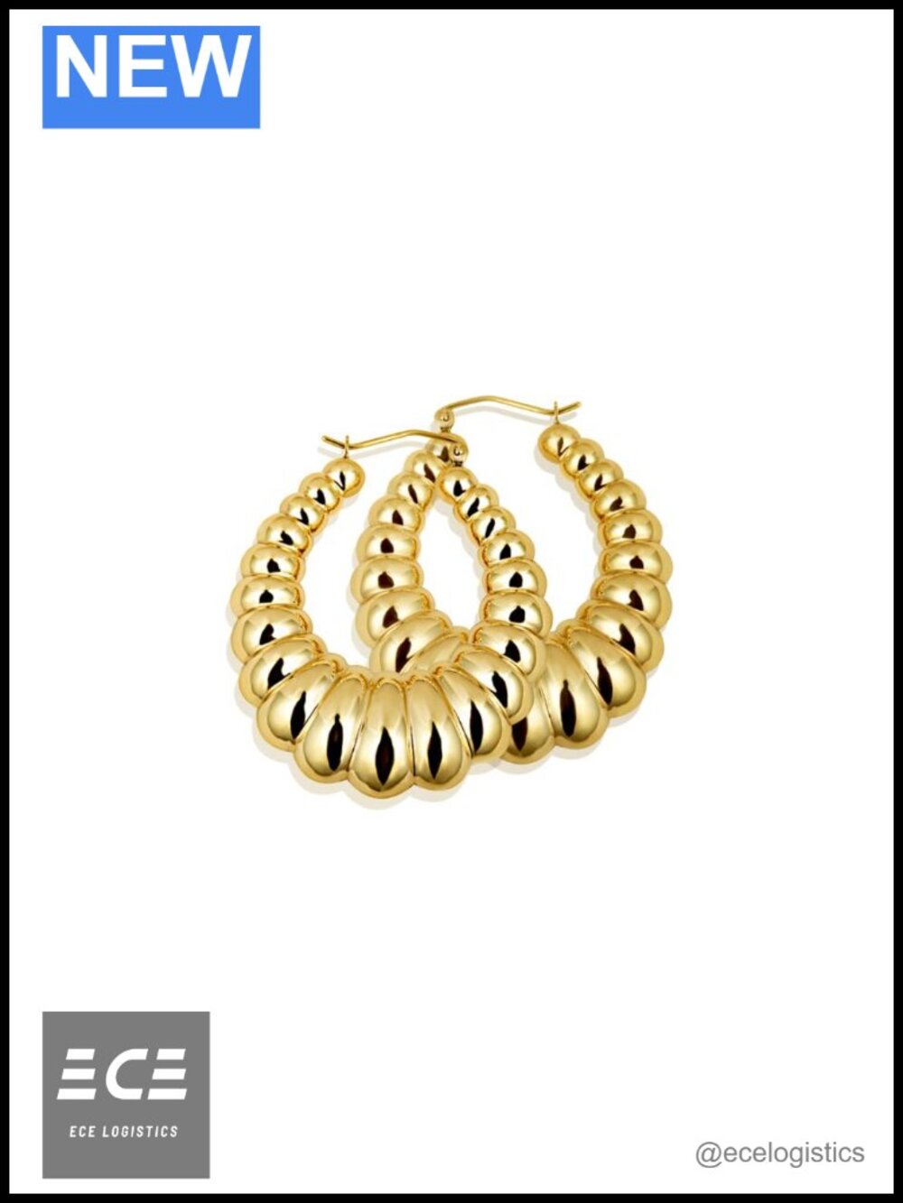 Reversible Croissant Ribbed Hoop Earrings 14K Yellow Gold